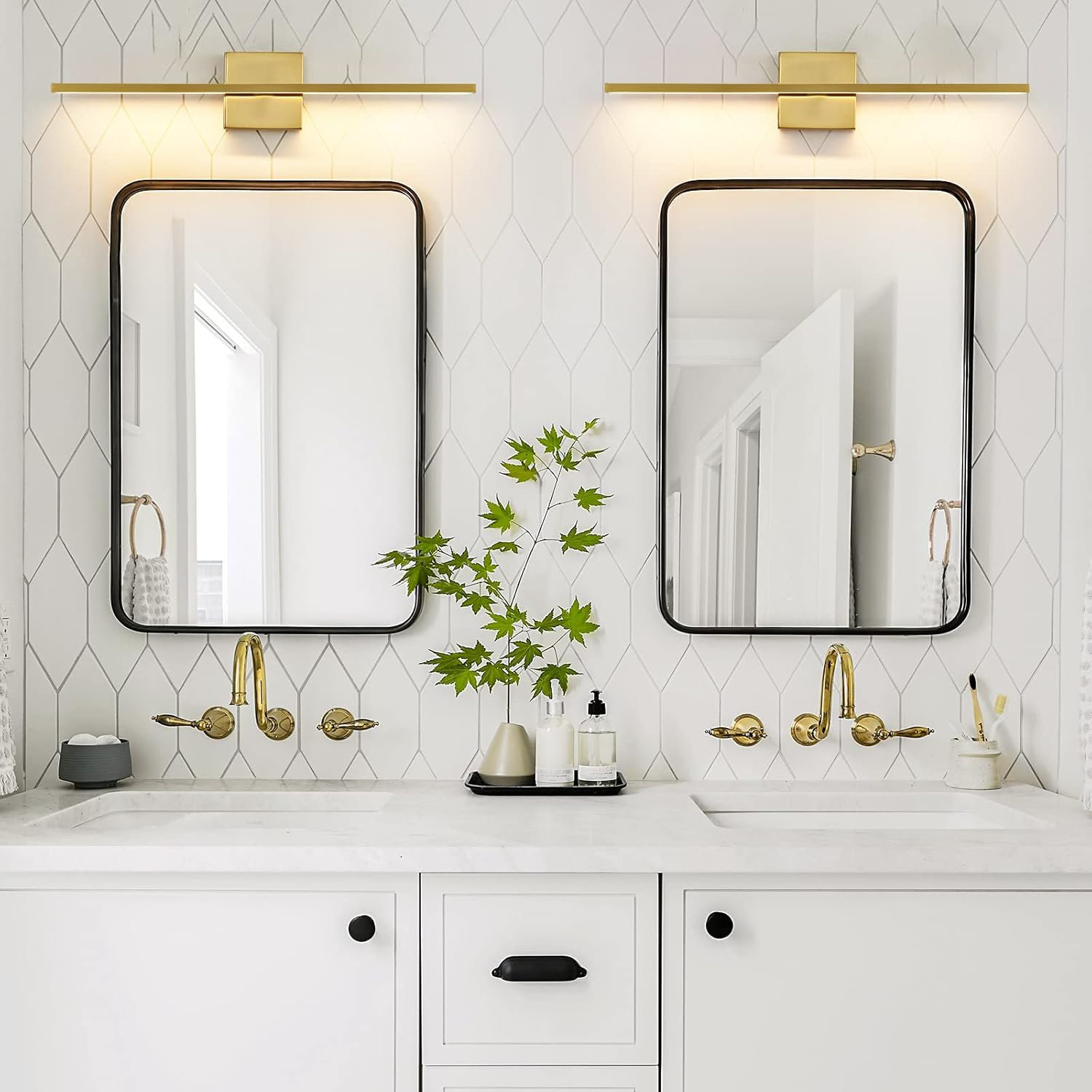 Everly Quinn Gold Bathroom Light Fixtures Over Mirror ,24 Inch | Wayfair