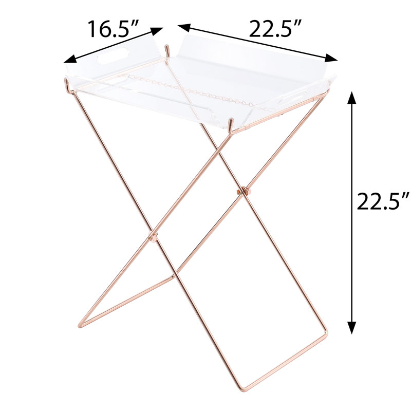 Table contemporaine à plateau transparent avec base en cuivre robuste et acrylique de mobilité pour le couloir