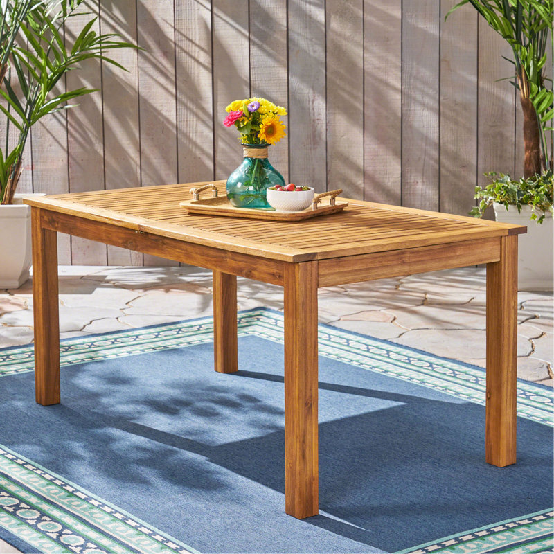 Table de salle à manger d'extérieur extensible en bois d'acacia, Naturel