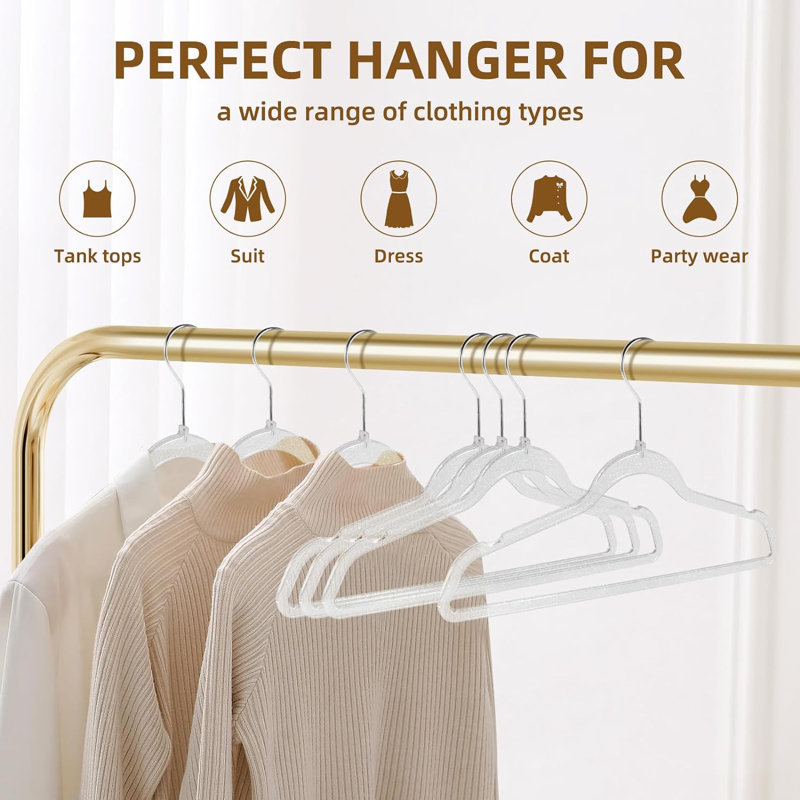 Messan Plastic Standard Hanger for Suit/Coat, Silver