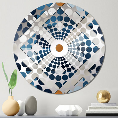 Nordic Cobalt Blue Tiles - Miroir décoratif à cercles concentriques