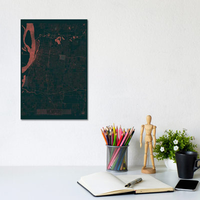 Memphis Infrared Urban Blueprint Map by Hubert Roguski - Wrapped Canvas Print