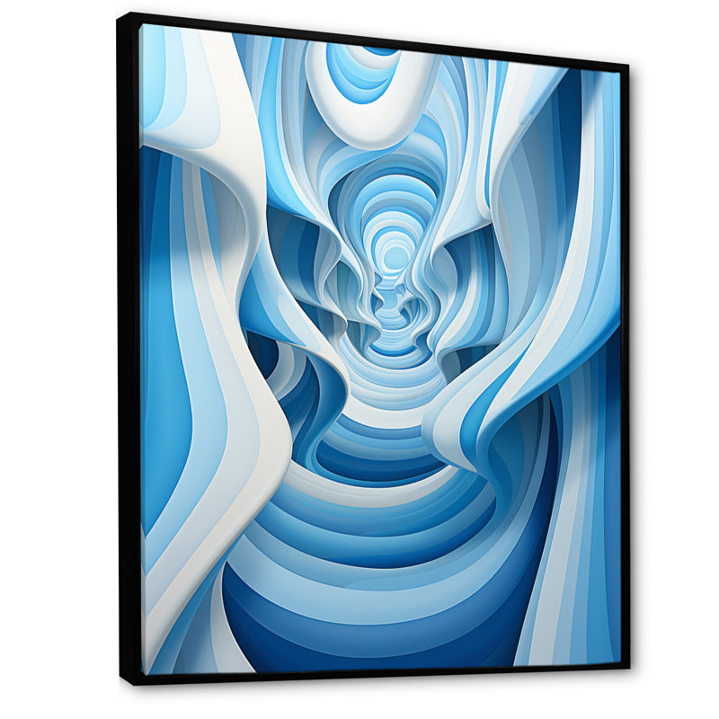 Op Art Blue Focus III - impression, Cadre flottant noir, H 40 po x l 30 po x P 1,5 po