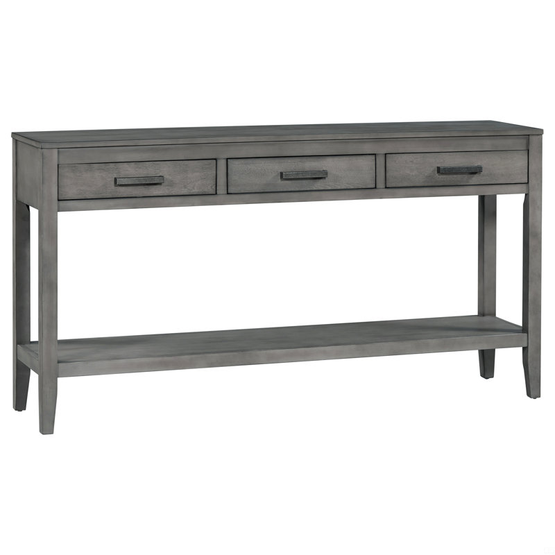 3-Drawer Console Table With 1 Shelf, Entrance Table, Gray