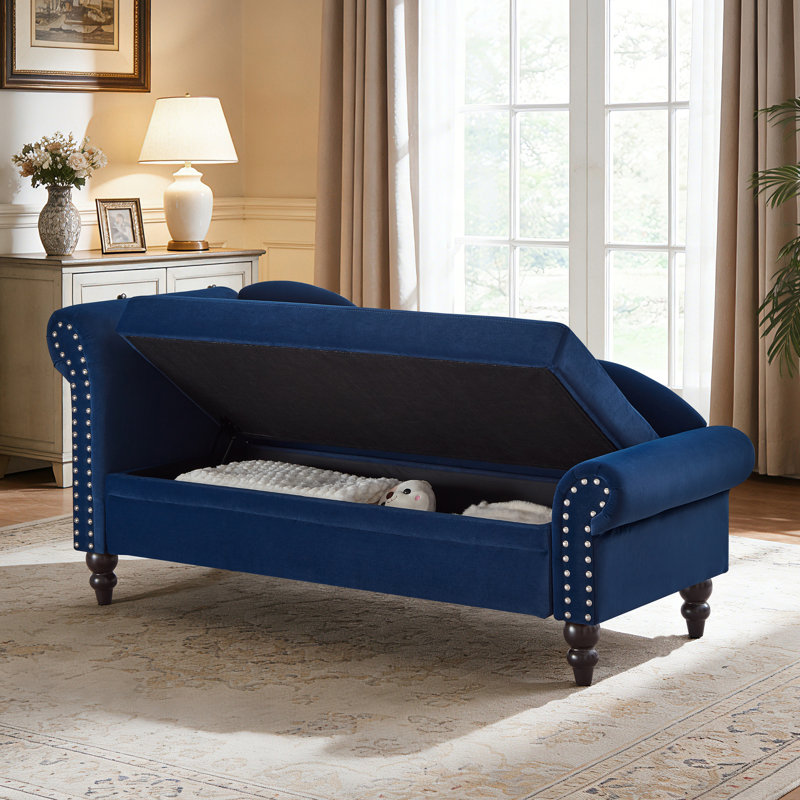 Méridienne de rangement pour l'intérieur en velours 64,5 po