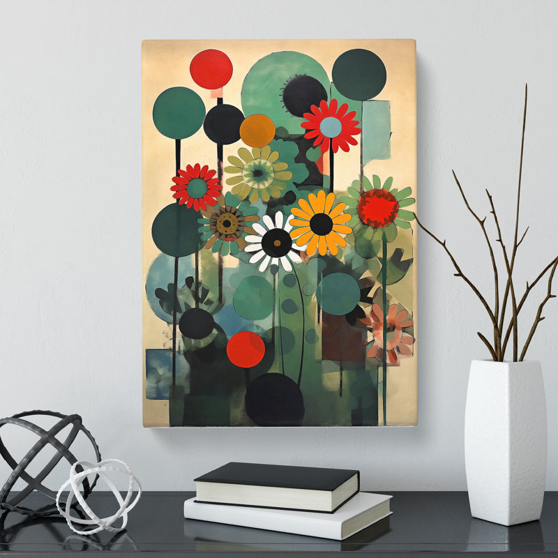 CAN-V0523-191X Bauhaus Style Flowers - Wrapped Canvas Print, 50cm H x 35cm W