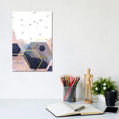 Abstract Navy Blush Gold II by Urban Epiphany - Print on Canvas