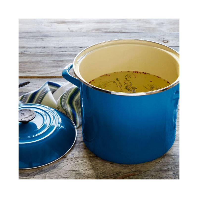 Le Creuset Enamel on Steel Stockpot with Lid, Oyster, 8 quarts