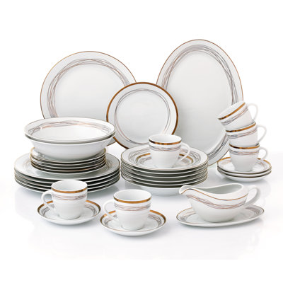 35pc Gold Swirl Dinner Set