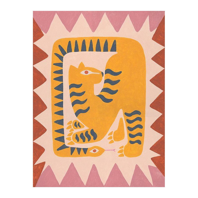Tapis décoratif moderne à motif de serpent et de tigre jaune entrelacé Yellow Tones