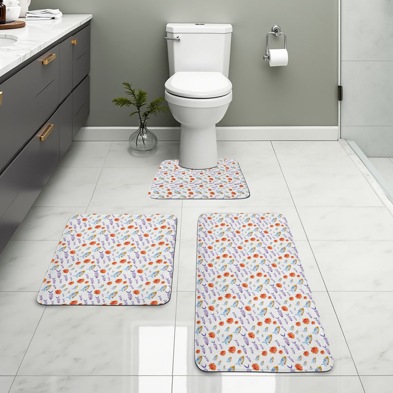  Multicolore poisson ensemble de tapis de salle de bain 3 pièces