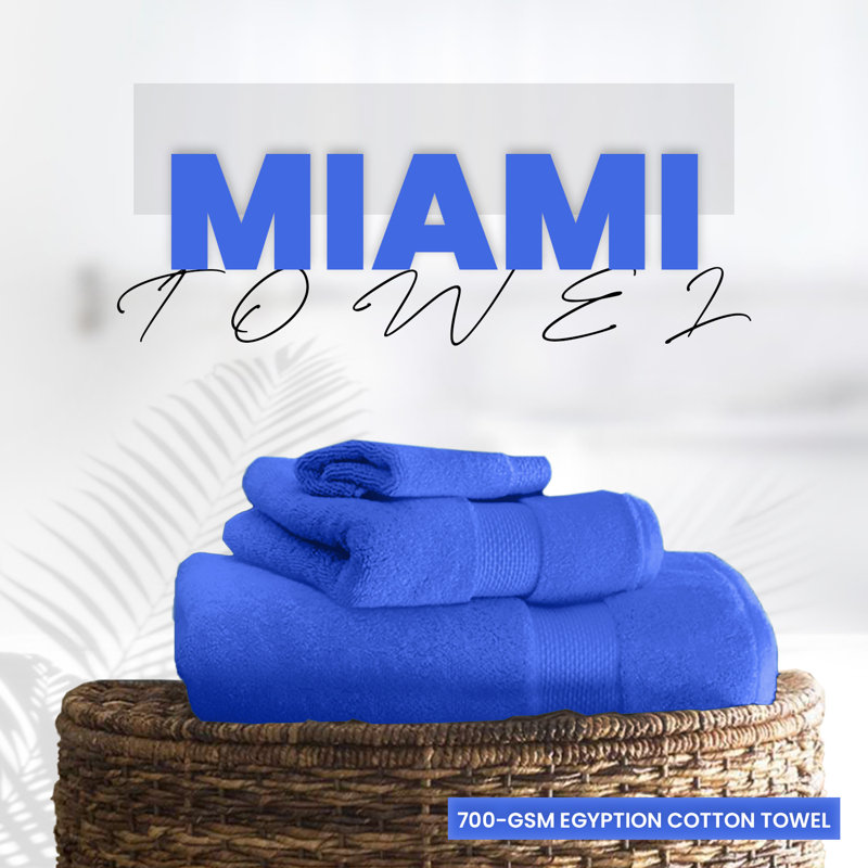 Miami Egyptian Cotton 700 GSM Bathroom Towel Set, Ultra Soft, Plush & Highly Absorbent Hand Towels, Bath Towels & Bath Sheets