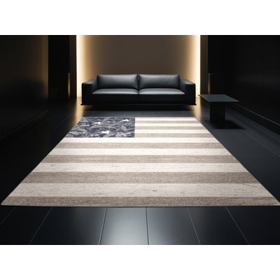 Soft Plush Fannin July 4Th Modern & Contemporary Abstract Area Rug in Grey – Grey Binding