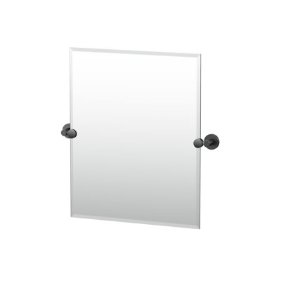 Gatco Reveal Wall Mounted Frameless Rectangle Bathroom Vanity Mirror | Pivoting (tilting) And Beveled In Matte Black