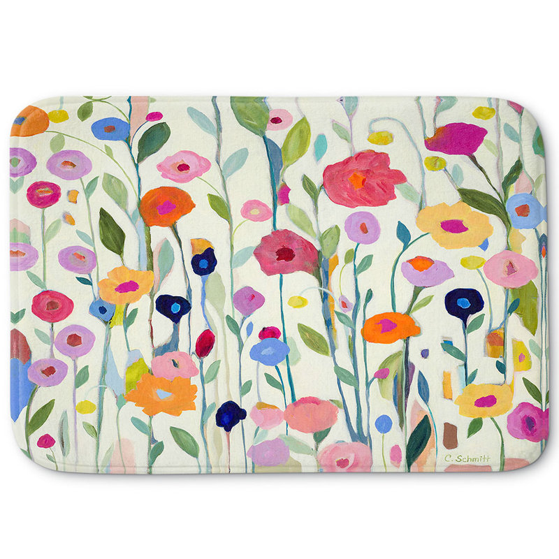 Tapis pour salle de bain en mousse à mémoire de fleurs, l 24 po x L 17 po x H 1 po