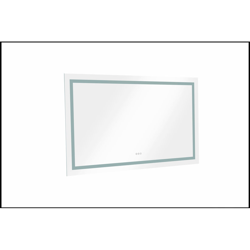 Miroir de salle de bain 72 x 36 pouces à DEL avec façade et rétroéclairage, miroir de meuble-lavabo mural, anti-buée, mémoire, 3 couleurs, réglable en continu