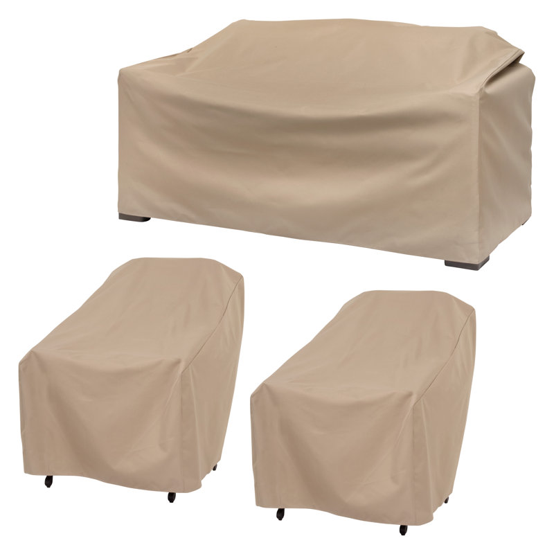 Ensemble de conversation Modern Leisure Basics, 2 chaises de patio et 1 housse de causeuse, kaki