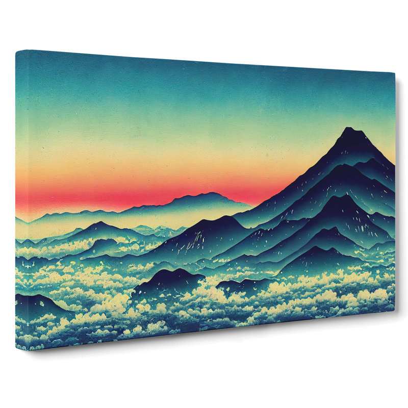 Sunset Japanese Mountain Painting Vol.4 - Wrapped Canvas