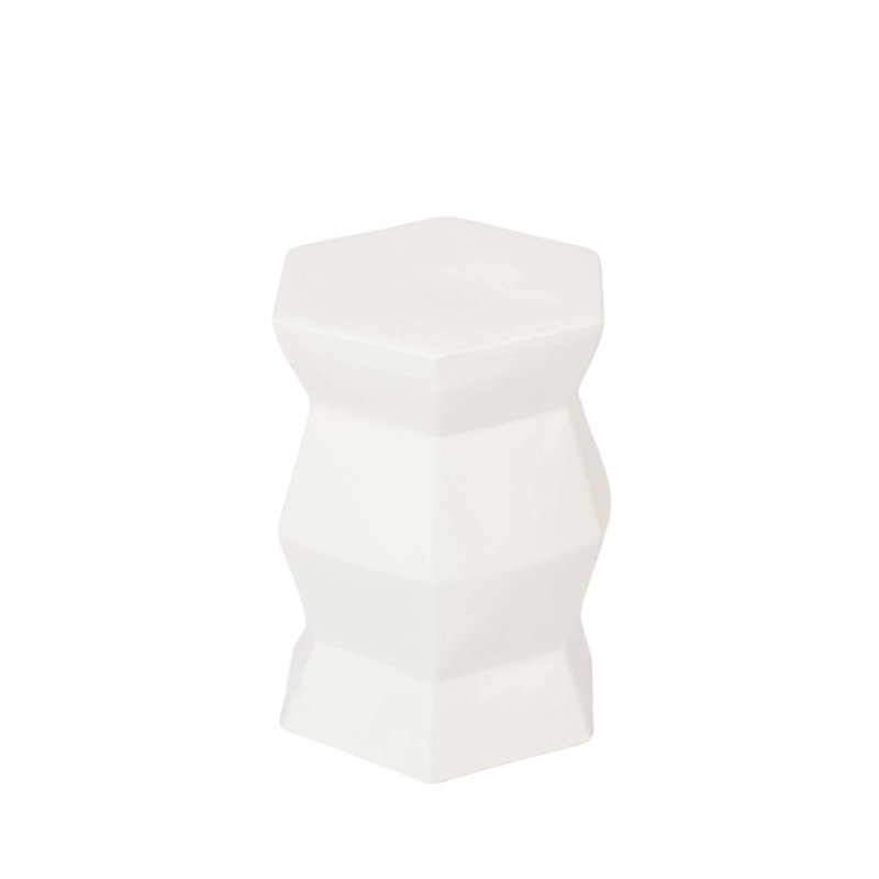 13" X 16.75" Glazed Ceramic Drum Stool - Indoor/Outdoor Side Table - Accent Garden Stool
