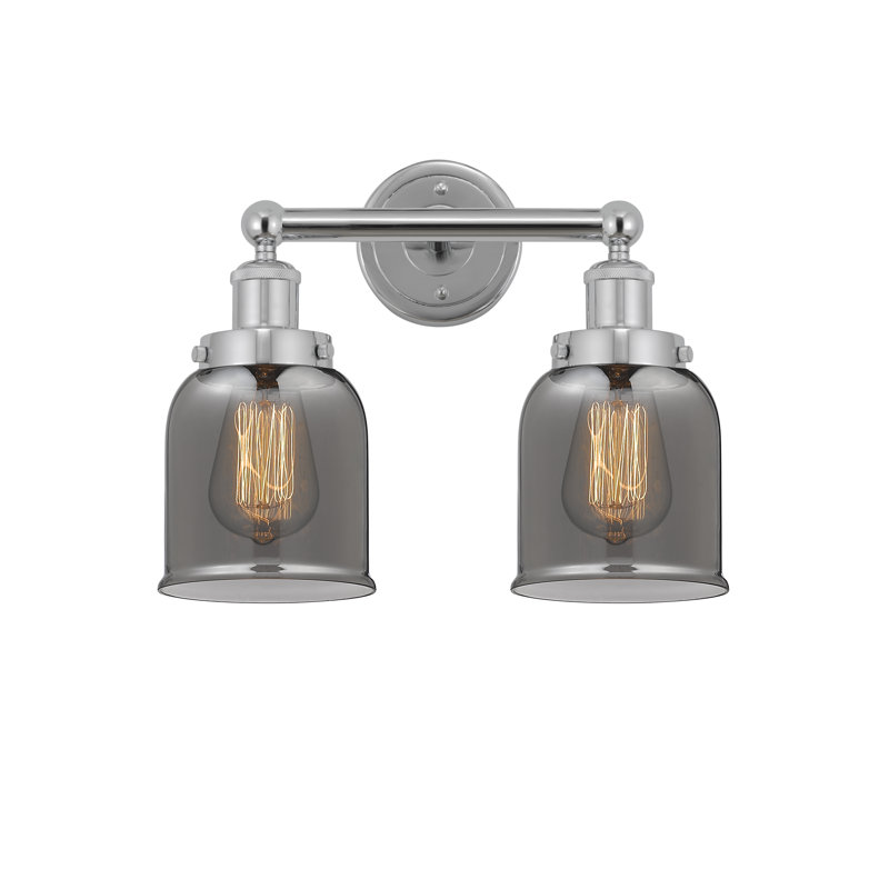 Éclairage pour meuble-lavabo à 2 lumières à intensité variable Corralitos, Plaqué couleur fumée, Chrome poli