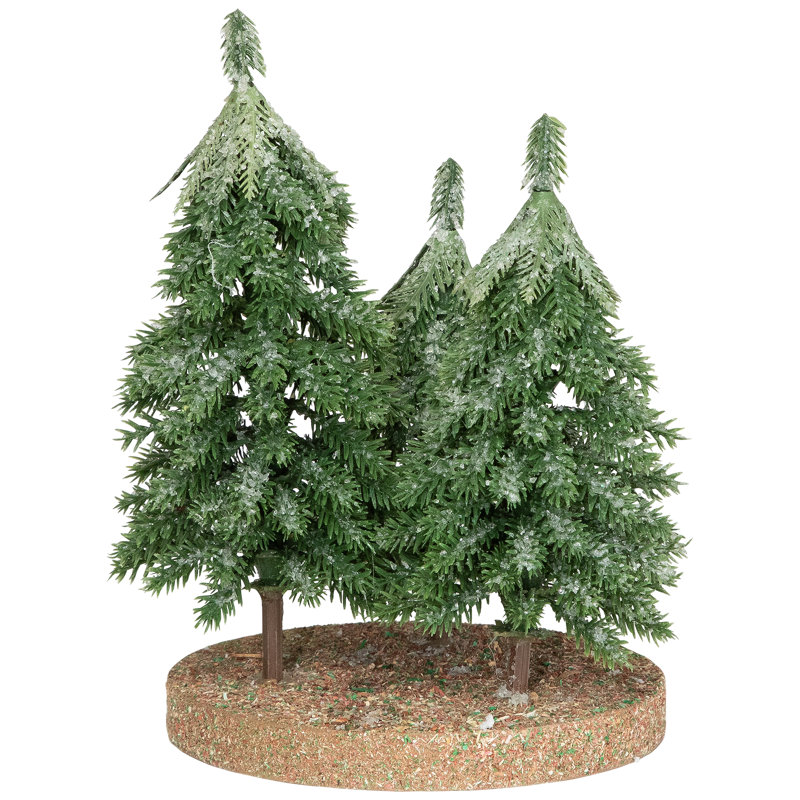 Icy Downswept Pine Trio Of Trees Christmas Decoration - 8" - Unlit