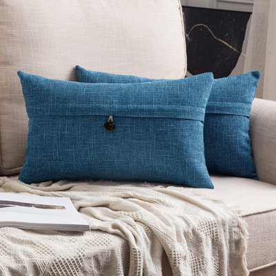 Linen Textured Buttons Pillow Cover