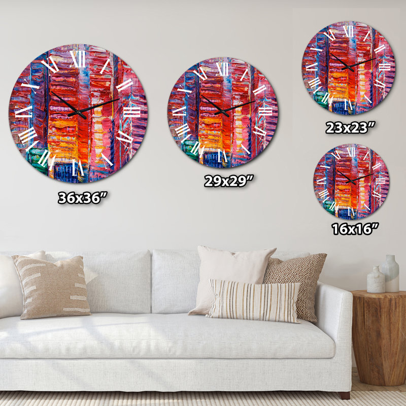 Matrice rouge avec touches de bleu - horloge murale moderne, Surdimensionné