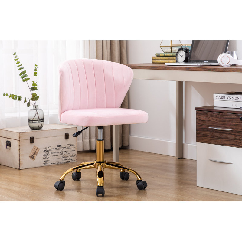 Benzonia Velvet Office Chair, Pink