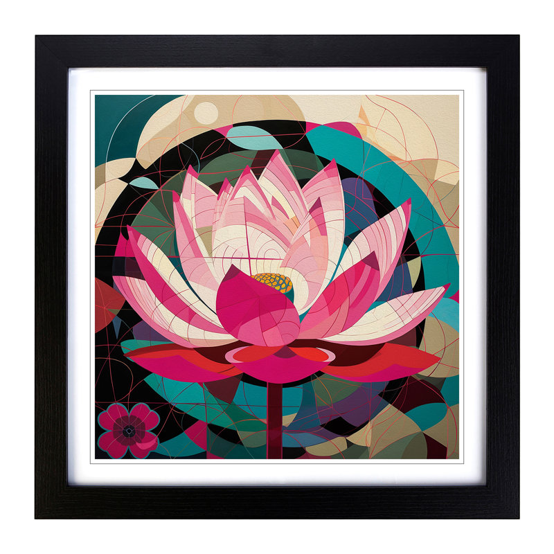 Lotus Flower Constructivism No.8 - Framed Print, Black