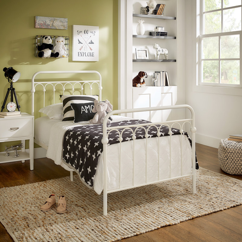 Lit plateforme Eyres, Blanc cassé, Simple