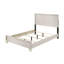 Structure de lit double pleine grandeur avec finition beige et blanc cassé, mobilier de chambre contemporain en bois (sommier requis)