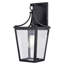 Applique murale d'extérieur noir mat à 1 lumière H 16 po Wayna en métal durable, abat-jour en verre transparent, compatible avec les DEL, à utiliser pour la porte d'entrée de patio ou de garage