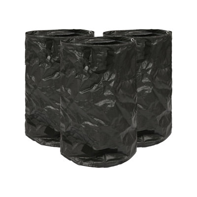120L Garden Waste Bags with Handles - Black - 3x