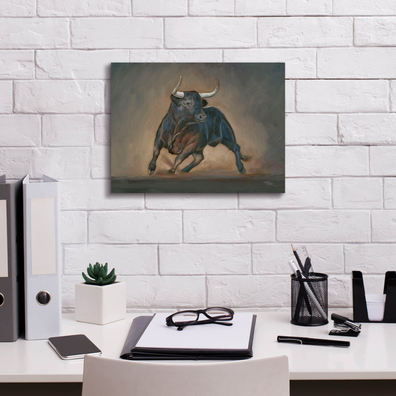 Millwood Pines 'Bull' by Wellington Studio Canvas Wall Art, 26" x 18", H 12 po x l 16 po x P 0,75 po
