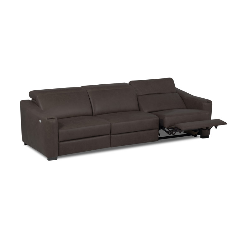 Texas 3 Seater Electric Reclining Sofa in Full Grain Leather, Black Chocolate