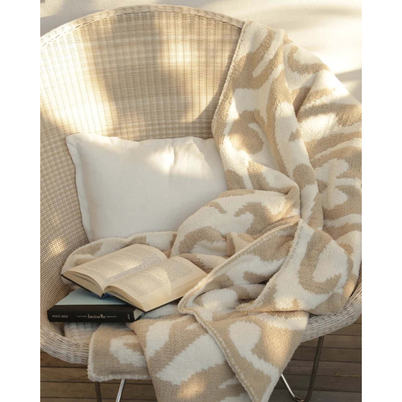 Casablanca Throw Blanket, Taupe/Off White Abstract