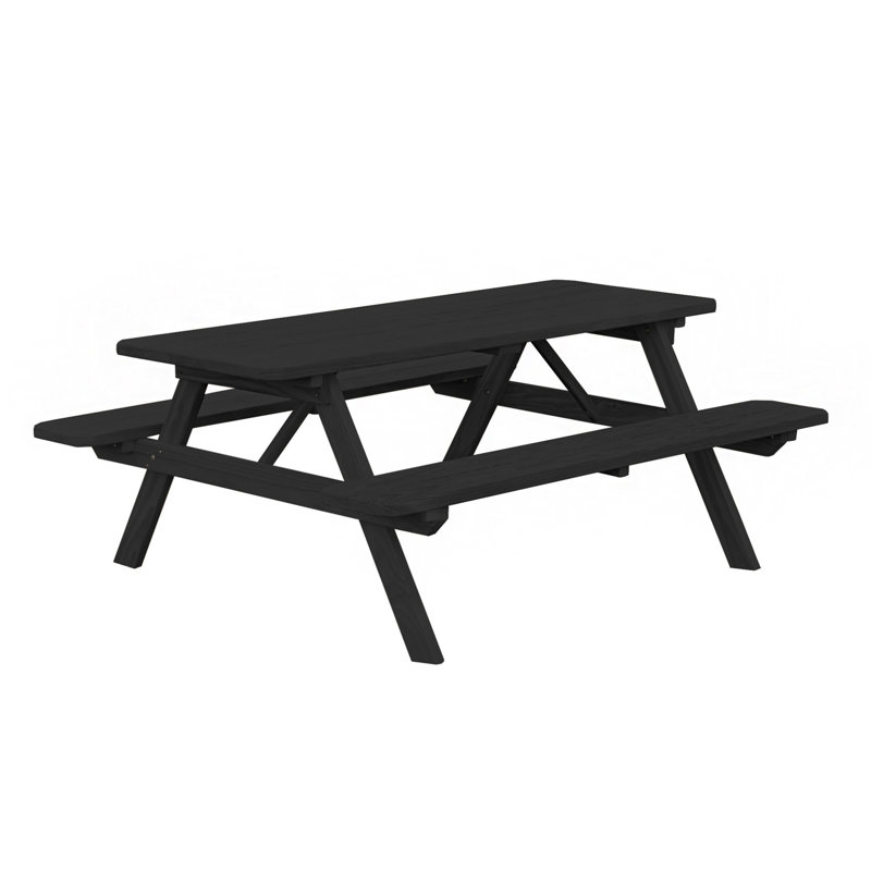 Table de pique-nique en bois massif Latisia, Teinture gris anthracite