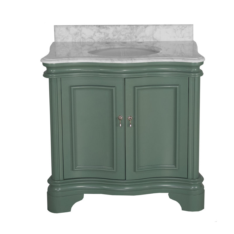 Ensemble de meuble-lavabo simple 36 po Twain, Marbre de Carrare, Sage Green