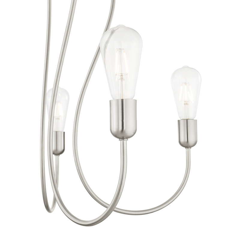 Rocha Steel Dimmable Classic / Traditional Chandelier, Brushed Nickel, 8"H x 25"W x 24"D, 5