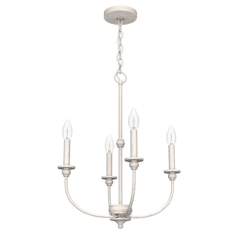 Hunter Southcrest 4 Light Chandelier Ceiling Light Fixture, Distressed White, 23.25" H x 18" W x 18" D