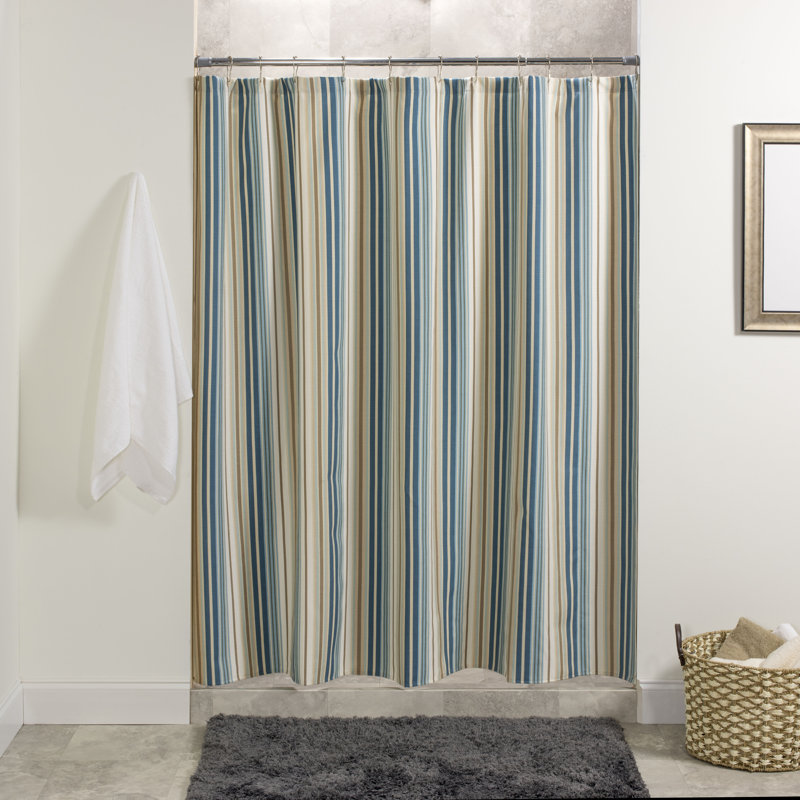 Leeman Cotton Blend Striped Shower Curtain