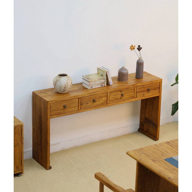 65.35" Brown Rectangular Solid Wood Console Table