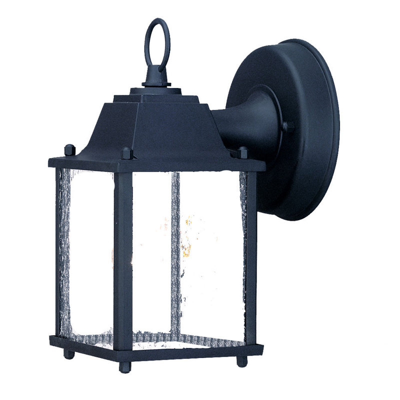 Lanterne murale d'extérieur H 8,5 po Ledbetter, Noir mat, Martelée transparente