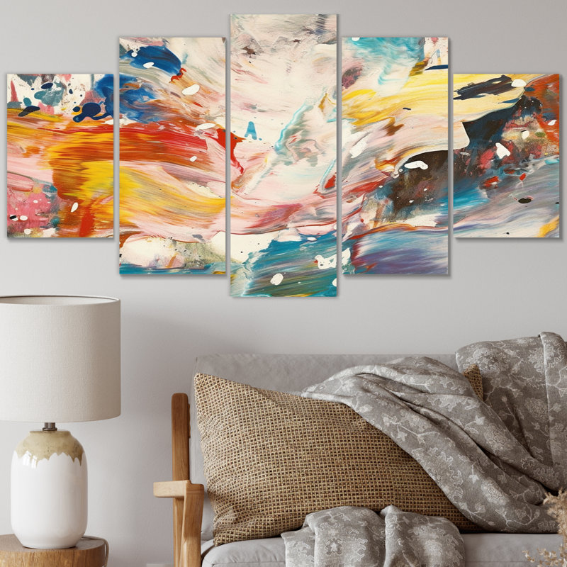 Contemporary Here Abstract Expressionism IV - Décoration murale abstraite - 5 panneaux