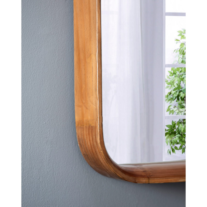 32"X32" Square Mirror With Wood Frame, Wall Mirror For Living Room Bathroom Entryway