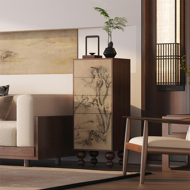 Armoire de rangement en bois grande capacité, Noyer