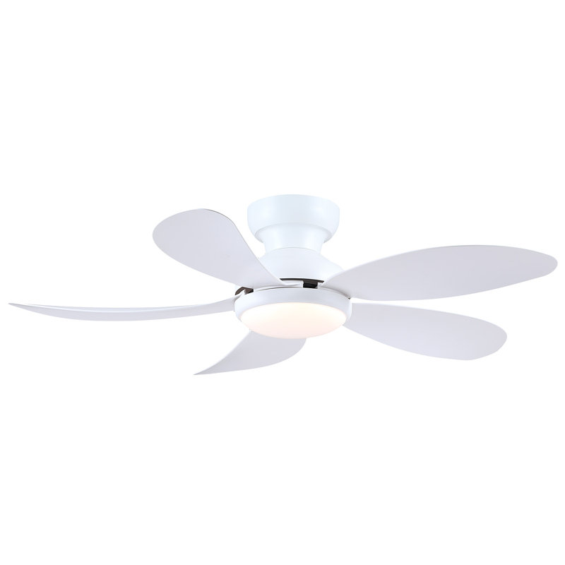 42 Inch Modern Indoor Low Profile Ceiling Fans With Lights And Remote/App, White