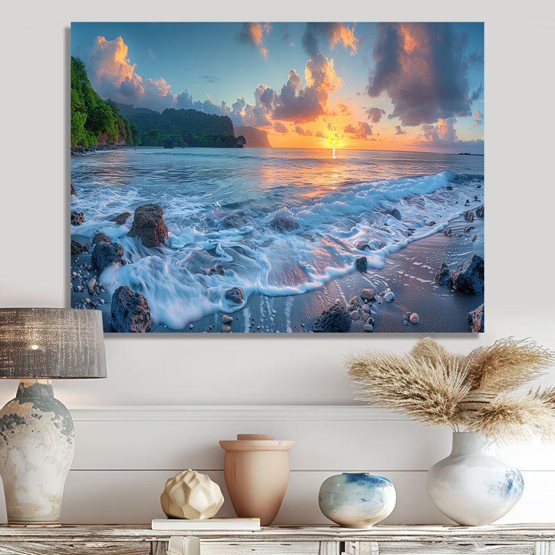 Samaniego - reproduction d'art mural plage, H 16 po x l 32 po x P 1 po, Métal métal