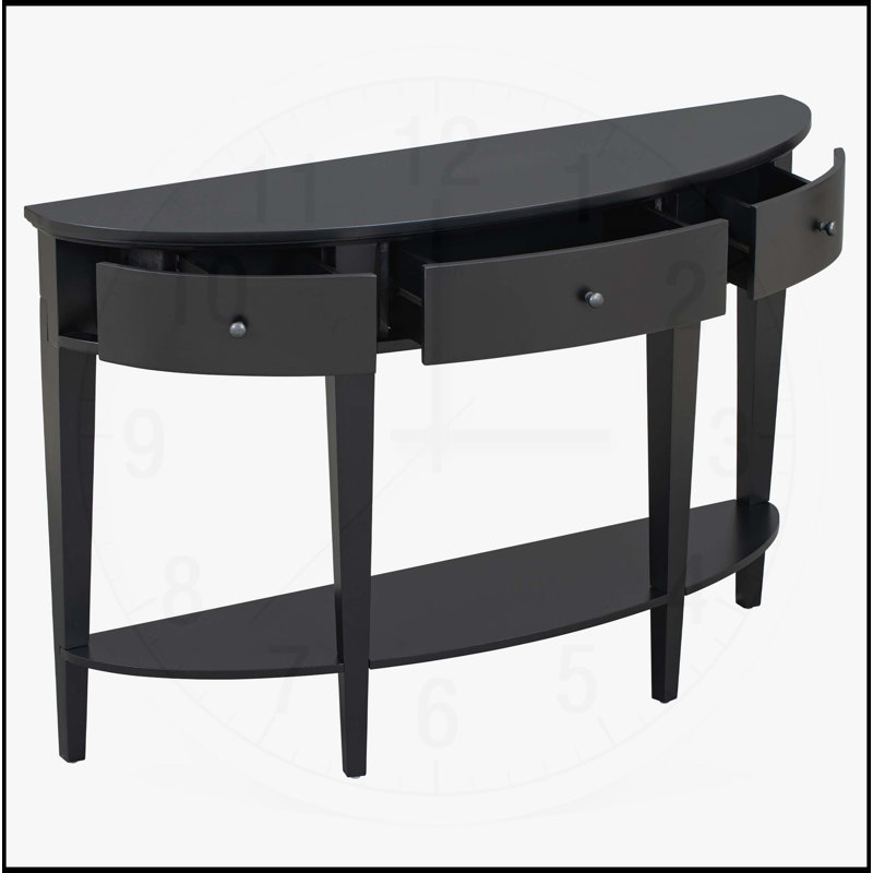 Modern Curved Console Table with Multiple Storage Options for Various Rooms, Black