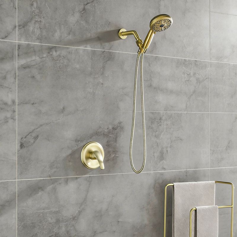 Removable 10-spray Shower Faucet With Rough In-valve Brushed Gold, Brushed Gold
